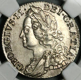 1758 NGC AU George II Shilling Great Britain Colonial Sterling Silver Coin (25102301D)