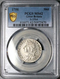 1758 PCGS MS 62 George II Shilling Great Britain England Colonial Silver Coin (25101201C)