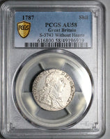 1787 PCGS AU 58 George III Shilling No Hearts Great Britain Silver Coin (24090602C)