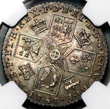 1787 NGC MS 64+ George III Shilling Great Britain Gem Sterling Silver Coin POP 1/4 (26022201D