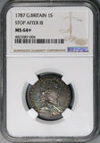 1787 NGC MS 64+ George III Shilling Great Britain Gem Sterling Silver Coin POP 1/4 (26022201D