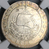 1811 NGC AU 58 Shilling Great Britain Hampshire Newport Isle Wight Ship Token Coin (23122201D)