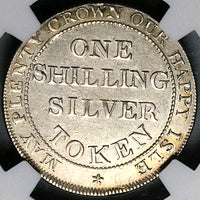 1811 NGC AU 58 Shilling Great Britain Hampshire Newport Isle Wight Ship Token Coin (23122201D)