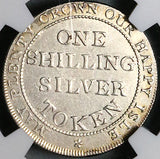 1811 NGC AU 58 Shilling Great Britain Hampshire Newport Isle Wight Ship Token Coin (23122201D)