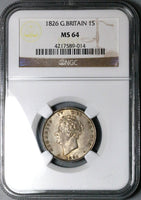 1826 NGC MS 64 George IV Shilling Great Britain Sterling Silver Coin (24082901C)
