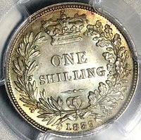 1839 PCGS MS 64 Victoria Shilling Great Britain GEM Silver Coin (17011707D)
