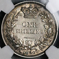 1840 NGC VF 35 Victoria Great Britain 1 Rare Sterling Shilling Coin (25041203C)
