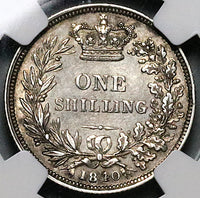 1840 NGC VF 35 Victoria Great Britain 1 Rare Sterling Shilling Coin (25041203C)