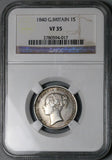 1840 NGC VF 35 Victoria Great Britain 1 Rare Sterling Shilling Coin (25041203C)