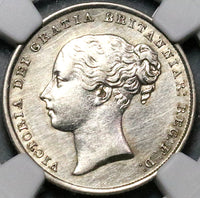 1845 NGC AU Victoria Shilling Great Britain Sterling Silver Coin (24012101C)