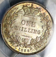 1858 PCGS MS 64 Victoria Great Britain Shilling Young Head Mint State Coin (25030201C)