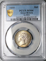 1858 PCGS MS 64 Victoria Great Britain Shilling Young Head Mint State Coin (25030201C)