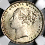 1885 NGC MS 64 Victoria Shilling Great Britain Sterling Silver Coin (24082902C)