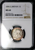 1896 NGC MS 64 Victoria Shilling Great Britain Sterling Silver Coin (26071802C)