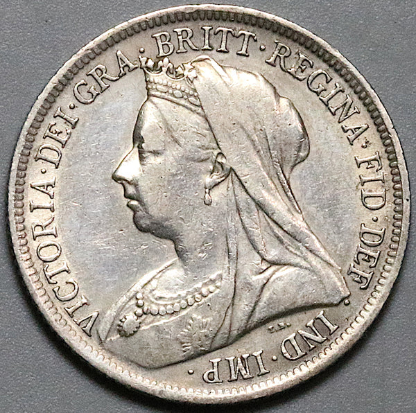1899 Victoria Shilling AXF Great Britain Sterling Silver Coin (23091201R)