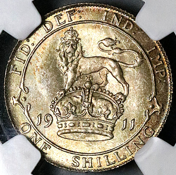 1911 NGC MS 65 George V Shilling Great Britain Neuman Pedigree Gem Silver Coin (23092402D)