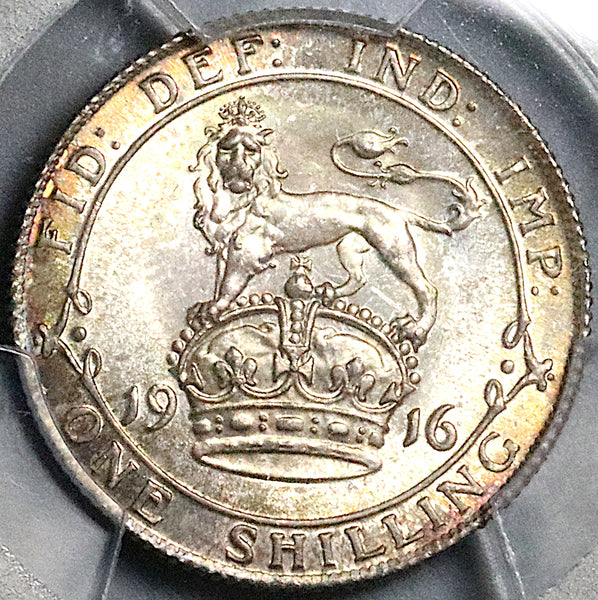 1916 PCGS MS 65 George V Shilling Great Britain Gem Silver WWI Coin (23091401D)