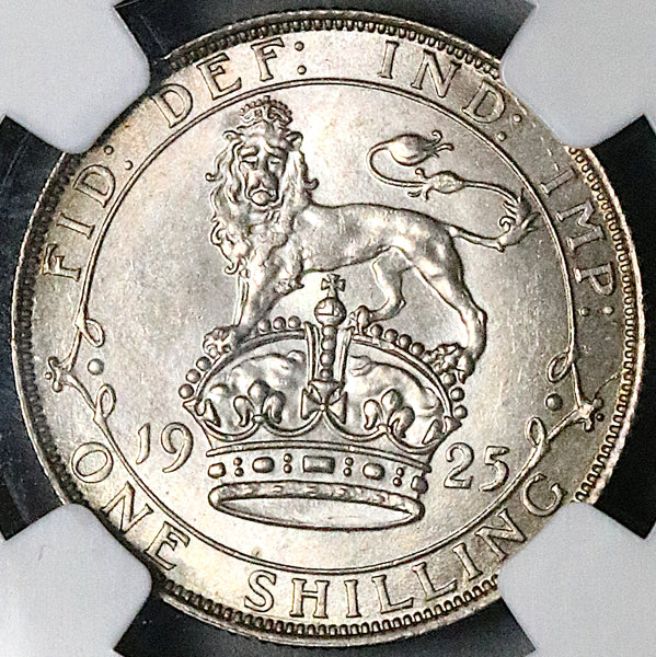 1925 NGC MS 64 Shilling George V Great Britain Key Lion Silver Coin (23092401D)