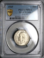 1929 PCGS  MS 64 Shilling George V Great Britain Lion Silver Coin (23111502C)