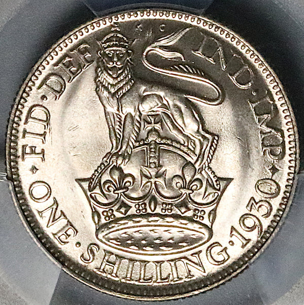 1930 PCGS  MS 65 Shilling George V Great Britain Key Silver Coin POP 5/0 (23052901C)