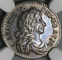 1677 NGC AU 58 Charles II 2 Pence 1/2 Groat Maundy Great Britain Silver Coin (23050704C)