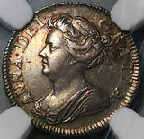 1703 NGC AU 58 Anne 2 Pence Great Britain 1/2 Groat Rare Silver Coin POP 2/1 (24041002C)