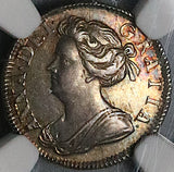 1703 NGC AU 58 Anne 2 Pence Great Britain 1/2 Groat Rare Silver Coin POP 2/1 (24041002C)