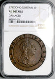 1797 NGC AU George III 2 Pence Cartwheel Soho Great Britain Coin (26050303C)