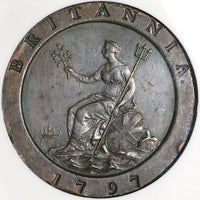 1797 NGC AU George III 2 Pence Great Britain Cartwheel Soho Coin (23060801C)