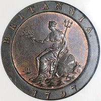 1797 NGC MS 63 George III 2 Pence Penny Great Britain Cartwheel Soho Mint Coin (23052302C)