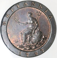 1797 NGC MS 63 George III 2 Pence Penny Great Britain Cartwheel Soho Mint Coin (23052302C)