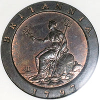 1797 NGC MS 63 George III 2 Pence Penny Great Britain Cartwheel Soho Mint Coin (23052302C)