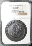 1797 NGC MS 63 George III 2 Pence Penny Great Britain Cartwheel Soho Mint Coin (23052302C)