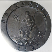 1797 NGC XF 40 George III 2 Pence Great Britain Cartwheel Soho Copper Coin (25072401C)