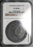 1797 NGC XF 40 George III 2 Pence Great Britain Cartwheel Soho Copper Coin (25072401C)