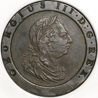 1797 NGC XF 40 George III 2 Pence Great Britain Cartwheel Soho Coin (23060202C)