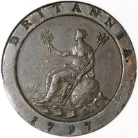 1797 NGC XF 40 George III 2 Pence Great Britain Cartwheel Soho Coin (23060202C)
