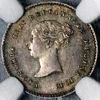1861 6/1 NGC AU58 Great Britain  2 Pence Mint Error Maundy Silver Coin (24110601C)