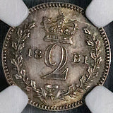 1861 6/1 NGC AU58 Great Britain  2 Pence Mint Error Maundy Silver Coin (24110601C)