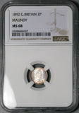 1892 NGC MS 68 Victoria Maundy 2 Pence Great Britain Coin POP 1/0 (26061502C)