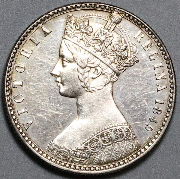 1849 Victoria Godless Florin Great Britain AU 2 Shillings Sterling Silver Coin (23072201R)