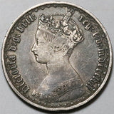 1857 Victoria Florin Great Britain Gothic VF 2 Shillings Sterling Silver Coin (25040501R)