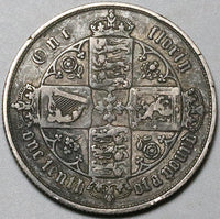 1857 Victoria Florin Great Britain Gothic VF 2 Shillings Sterling Silver Coin (25040501R)