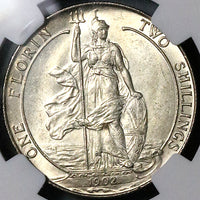 1902 NGC MS 62 Edward VII Florin Great Britain Sterling Silver Coin (24051204C)