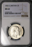 1902 NGC MS 62 Edward VII Florin Great Britain Sterling Silver Coin (24051204C)