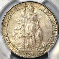 1904 PCGS MS 62 Florin Edward VII Great Britain Rare Silver Coin (23080201D)