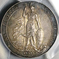 1907 PCGS AU 53 Great Britain Florin 2 Shillings Edward VII Sterling Silver Coin (24050601C)