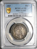 1907 PCGS AU 53 Great Britain Florin 2 Shillings Edward VII Sterling Silver Coin (24050601C)
