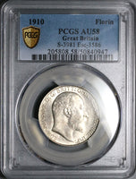 1910 PCGS AU 58 Florin Edward VII Great Britain 2 Shillings Sterling Silver Coin (25043002C)
