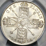 1916 PCGS AU 55 Great Britain Florin 2 Shillings George V Sterling Silver Coin (24050602C)